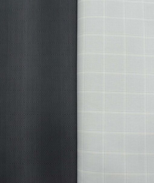 Combo of Unstitched Soktas Blackish Grey Cotton  and J.Hampstead Light Grey Polyester Viscose