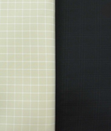 Combo of Unstitched Canetti Beige Cotton Shirt and Raymond Black Polyester Viscose Trouser Fabric