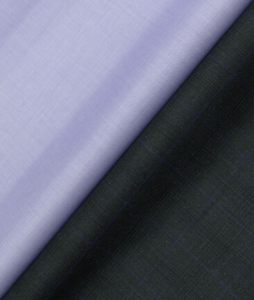 Combo of Unstitched Burgoyne Light Purple Cotton  and Raymond Dark Grey Polyester Viscose