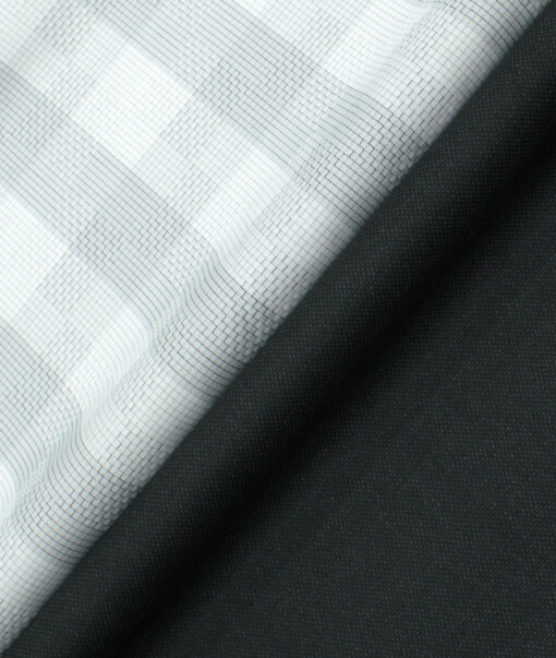 Combo of Unstitched Birla Century White Cotton  and Raymond Blackish Grey Polyester Viscose