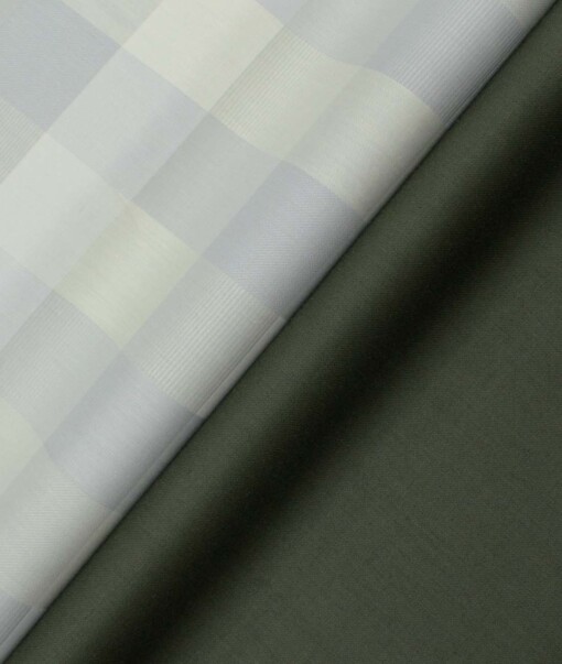 Combo of Unstitched Soktas Pistachious Green Cotton  and Raymond Seaweed Green Polyester Viscose