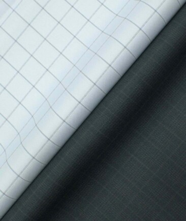 Combo of Unstitched Mafatlal Light Grey Poly Cotton Shirt Fabric and Raymond Grey Polyester Viscose Trouser Fabric
