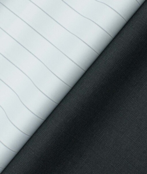 Combo of Unstitched Mafatlal Light Grey Poly Cotton Shirt Fabric and Raymond Dark Grey Polyester Viscose Trouser Fabric