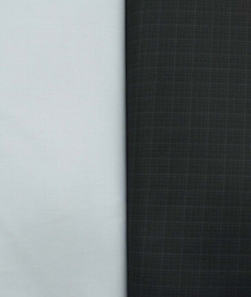 Combo of Unstitched Mafatlal Light Grey Poly Cotton Shirt Fabric and Raymond Blackish Grey Polyester Viscose Trouser Fabric