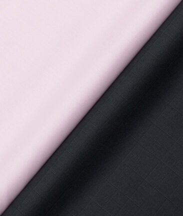 Combo of Unstitched Mafatlal Pink Poly Cotton Shirt Fabric and Raymond Dark Wine Polyester Viscose Trouser Fabric