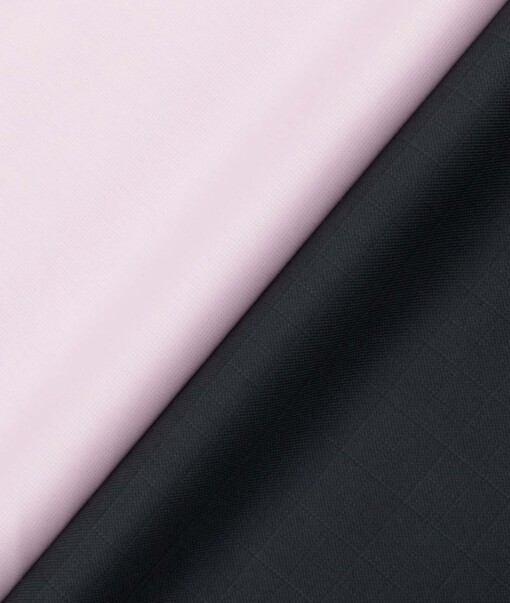 Combo of Unstitched Mafatlal Pink Poly Cotton Shirt Fabric and Raymond Dark Wine Polyester Viscose Trouser Fabric