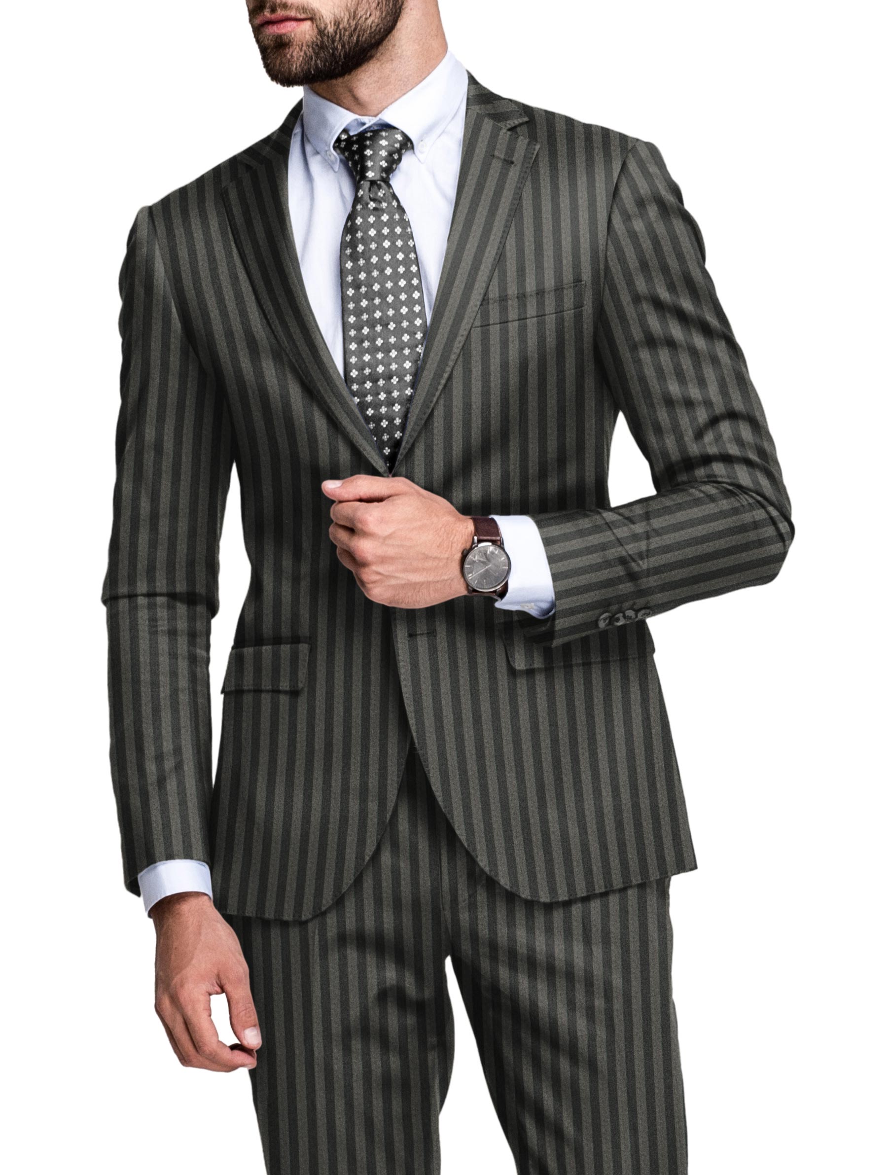 Men Gray Stripes Suits Grooms Wedding Casual Dinner Party Suits (Coat+Pant)  | Costume à rayures, Mode élégante hommes, Habit pour homme