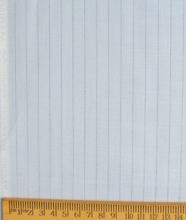Mafatlal Men's Poly Cotton Striped 2.25 Meter Unstitched Shirting Fabric (Sky Blue)
