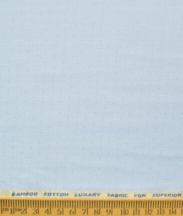 Nemesis Men's Bamboo Wrinkle Resistant Cotton Self Design 2.25 Meter Unstitched Shirting Fabric (Sky Blue)
