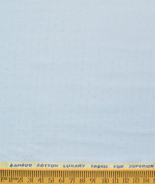 Nemesis Men's Bamboo Wrinkle Resistant Cotton Self Design 2.25 Meter Unstitched Shirting Fabric (Sky Blue)