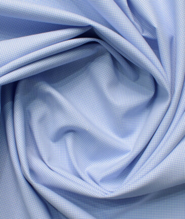 Nemesis Men's Bamboo Wrinkle Resistant Cotton Self Design 2.25 Meter Unstitched Shirting Fabric (Sky Blue)