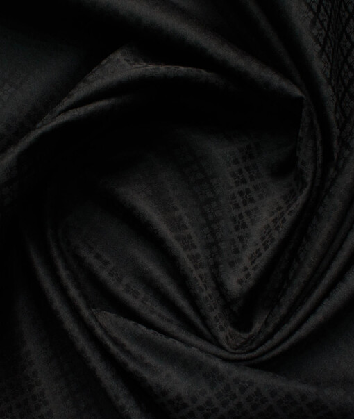 Nemesis Men's Bamboo Wrinkle Resistant Cotton Self Design 2.25 Meter Unstitched Shirting Fabric (Black)