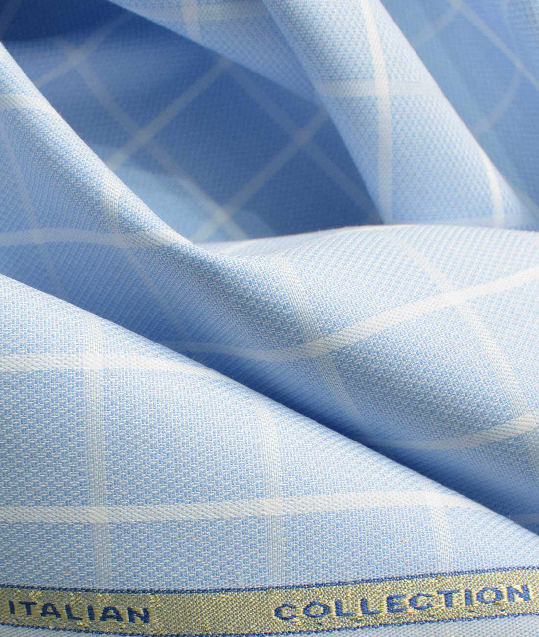 Siyaram's Men's Bamboo Wrinkle Resistant Self Design Unstitched Shirting  Fabric (Sky Blue)