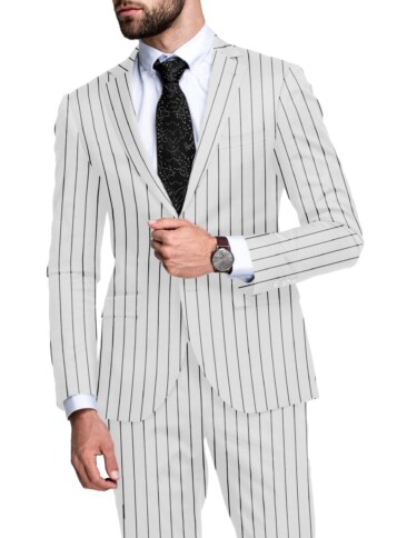 Absoluto Men's Terry Rayon  Striped  Unstitched Suiting Fabric (White & Black)