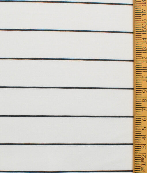 Absoluto Men's Terry Rayon  Striped  Unstitched Suiting Fabric (White & Black) - Image 7