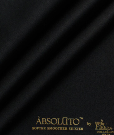 Absoluto Men's Terry Rayon  Solids  Unstitched Suiting Fabric (Black)