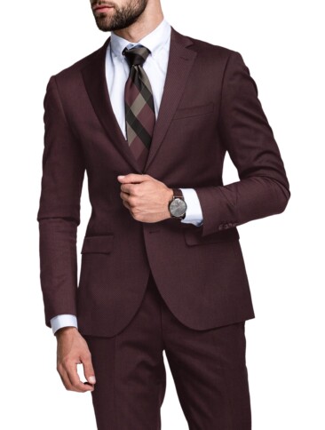 Absoluto Men's Terry Rayon  Structured  Unstitched Suiting Fabric (Dark Wine)