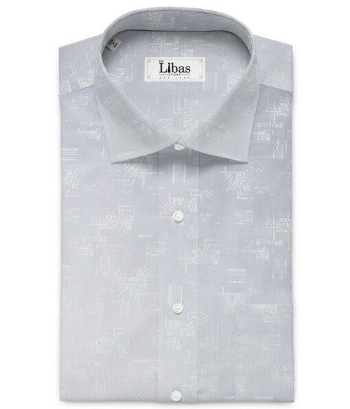 Canetti by Cadini Italy Men's Premium Cotton Printed  Unstitched Shirting Fabric (Light Grey)