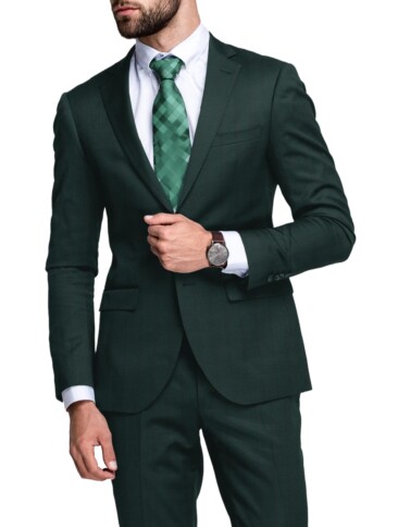 Canetti by Cadini Italy Men's Terry Rayon  Checks  Unstitched Stretchable Suiting Fabric (Dark Pine Green)