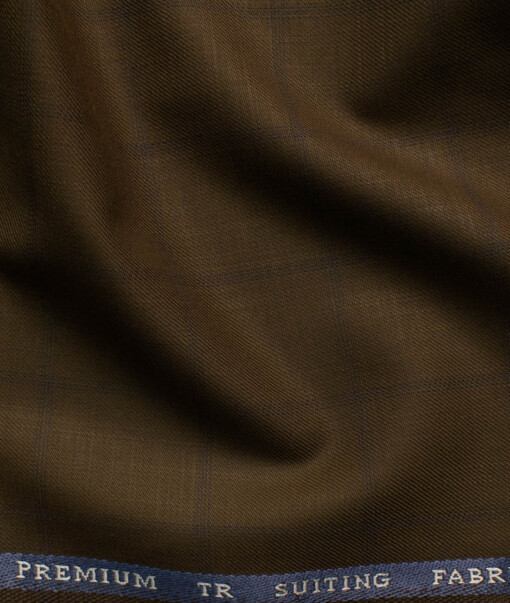 Canetti by Cadini Italy Men's Terry Rayon  Checks  Unstitched Suiting Fabric (Sepia Brown)