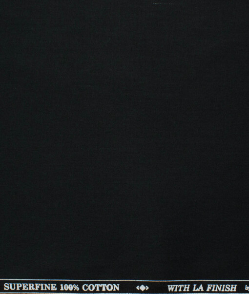 Donear Men's Superfine Cotton Solids  Unstitched Shirting Fabric (Jet Black)