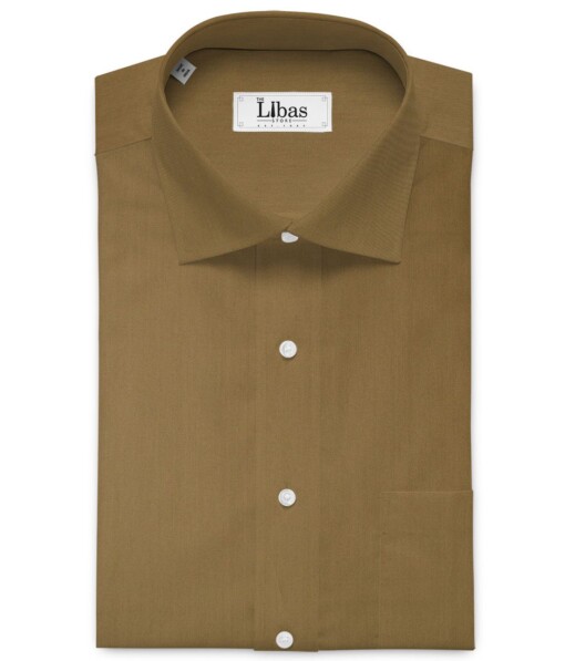 Donear Men's Superfine Cotton Solids  Unstitched Shirting Fabric (Camel Brown)