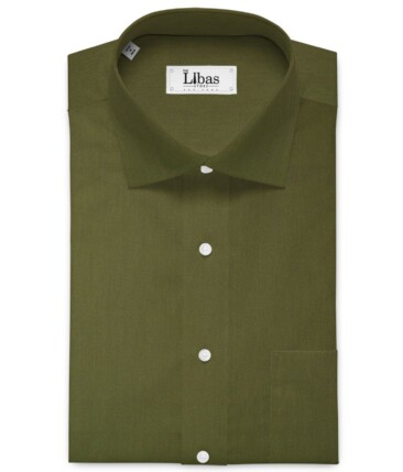 Donear Men's Superfine Cotton Solids  Unstitched Shirting Fabric (Moss Green)