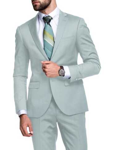 Italian Channel Men's Terry Rayon  Structured  Unstitched Suiting Fabric (Mint Green)