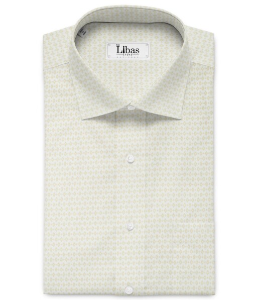 J.Hampstead Men's Premium Cotton Printed  Unstitched Shirting Fabric (White & Beige)