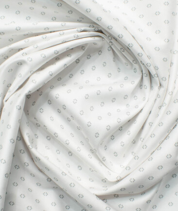 J.Hampstead Men's Premium Cotton Printed  Unstitched Shirting Fabric (White)
