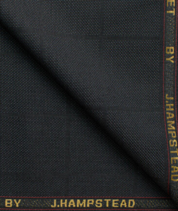 J.Hampstead Men's Terry Rayon  Checks  Unstitched Suiting Fabric (Dark Grey)