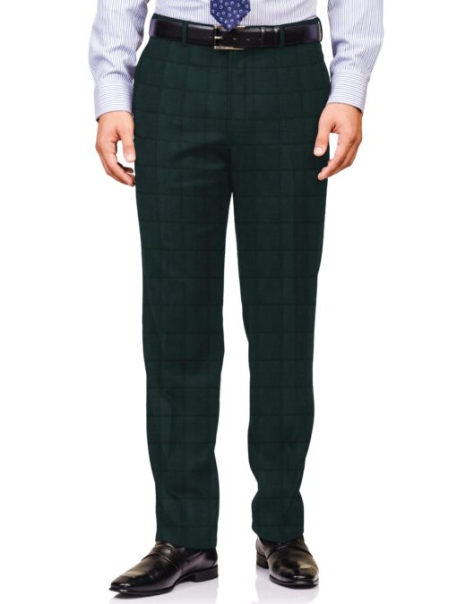 J.Hampstead Men's Terry Rayon  Checks  Unstitched Suiting Fabric (Dark Sea Green)