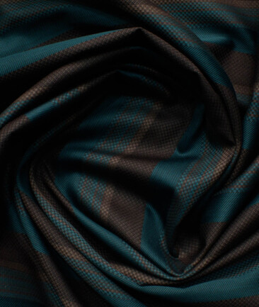Soktas Men's Giza Cotton Striped  Unstitched Shirting Fabric (Sea Green)