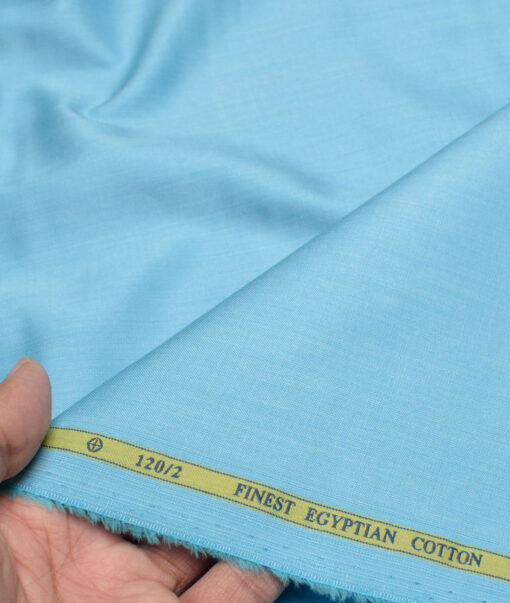 Soktas Men's 120/2 Giza Cotton Structured  Unstitched Shirting Fabric (Arctic Blue) - Image 2