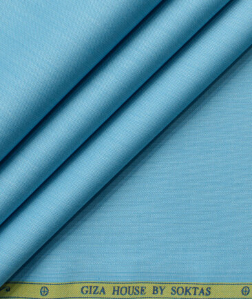 Soktas Men's 120/2 Giza Cotton Structured  Unstitched Shirting Fabric (Arctic Blue)
