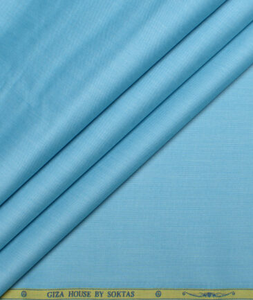 Soktas Men's 120/2 Giza Cotton Structured  Unstitched Shirting Fabric (Arctic Blue)