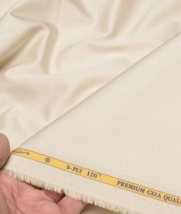Soktas Men's 120/2 Egyptian Cotton Structured  Unstitched Shirting Fabric (Beige) - Image 2