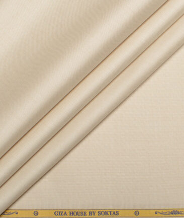 Soktas Men's 120/2 Egyptian Cotton Structured  Unstitched Shirting Fabric (Beige)
