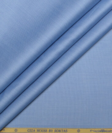 Soktas Men's 120/2 Giza Cotton Structured  Unstitched Shirting Fabric (Blue)
