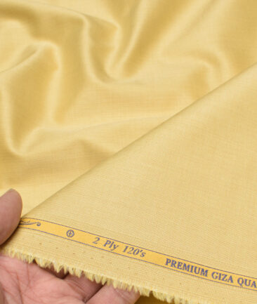 Soktas Men's 120/2 Giza Cotton Structured  Unstitched Shirting Fabric (Flaxen Yellow) - Image 2