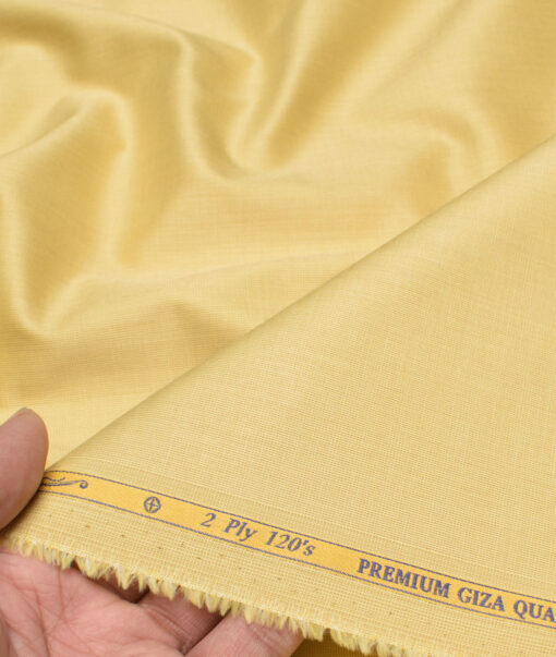 Soktas Men's 120/2 Giza Cotton Structured  Unstitched Shirting Fabric (Flaxen Yellow) - Image 2