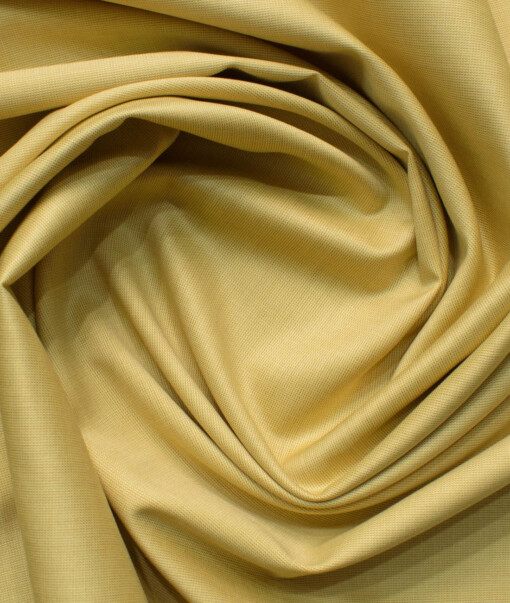 Soktas Men's 120/2 Giza Cotton Structured  Unstitched Shirting Fabric (Flaxen Yellow)