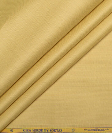 Soktas Men's 120/2 Giza Cotton Structured  Unstitched Shirting Fabric (Flaxen Yellow)