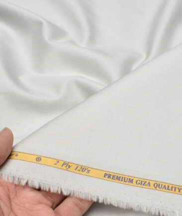 Soktas Men's 120/2 Egyptian Cotton Structured  Unstitched Shirting Fabric (Light Silver Grey) - Image 2