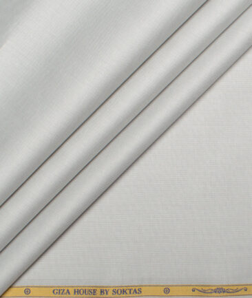 Soktas Men's 120/2 Egyptian Cotton Structured  Unstitched Shirting Fabric (Light Silver Grey)