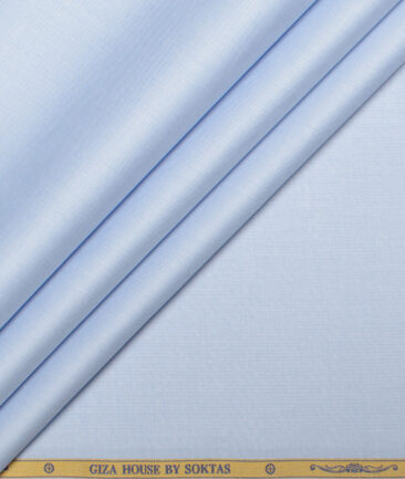 Soktas Men's 120/2 Egyptian Cotton Structured  Unstitched Shirting Fabric (Sky Blue)