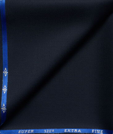 Cadini Men's 30% Wool Super 120's Structured  Unstitched Trouser Fabric (Dark Blue)
