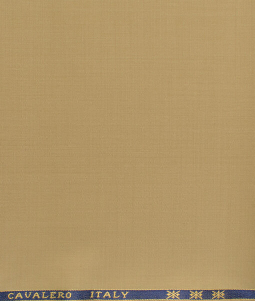 Cavalero Men's 60% Wool Super 140's Solids  Unstitched Trouser Fabric (Granola Beige)