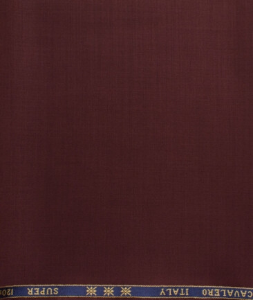 Cavalero Men's 60% Wool Super 120's Solids  Unstitched Trouser Fabric (Wine)