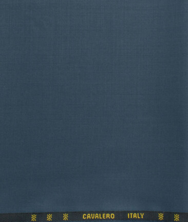 Cavalero Men's 60% Wool Super 120's Solids  Unstitched Trouser Fabric (Spruce Blue)